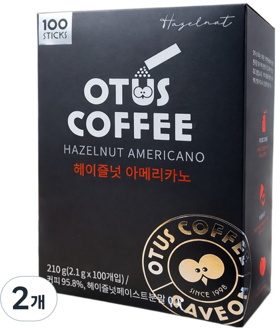 오투스커피 헤이즐넛 아메리카노, 2.1g, 2개, 100개입