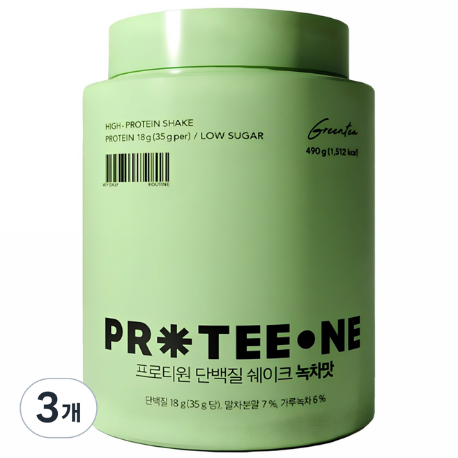 proteeone 蛋白質奶昔 綠茶口味, 490g, 3個
