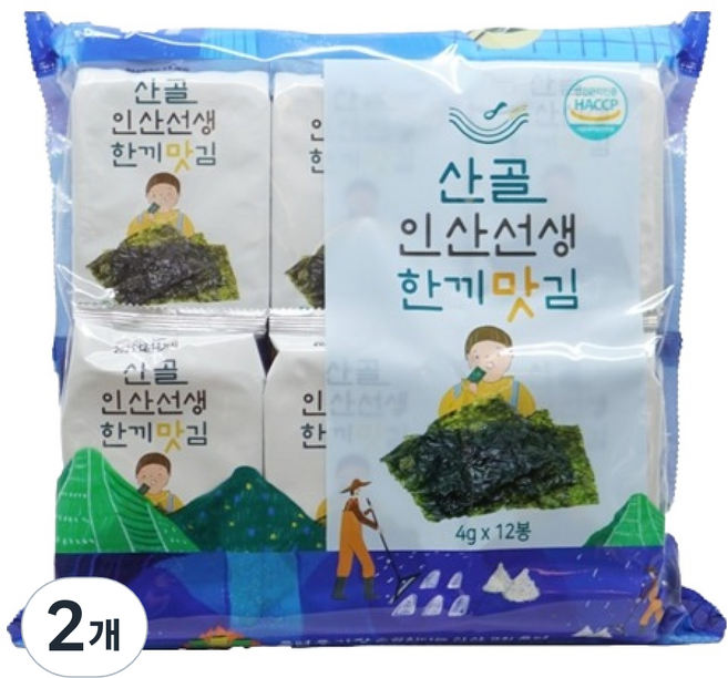 에코맘의산골이유식 인산선생 한끼맛김 12p, 김, 48g, 2개