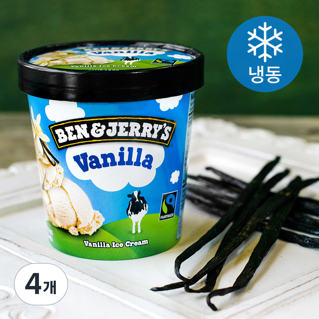 벤앤제리스 바닐라 아이스크림 (냉동), 473ml, 1개입, 4개