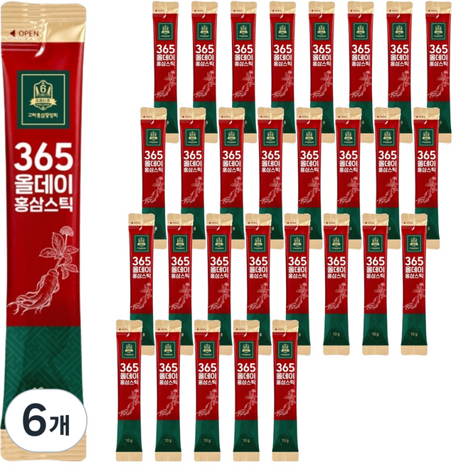 고려홍삼중앙회 365 올데이 홍삼스틱 100p, 1kg, 6개