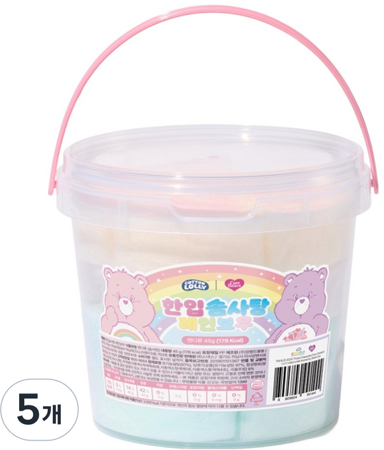 스낵스 케어베어 한입솜사탕 레인보우, 45g, 5개