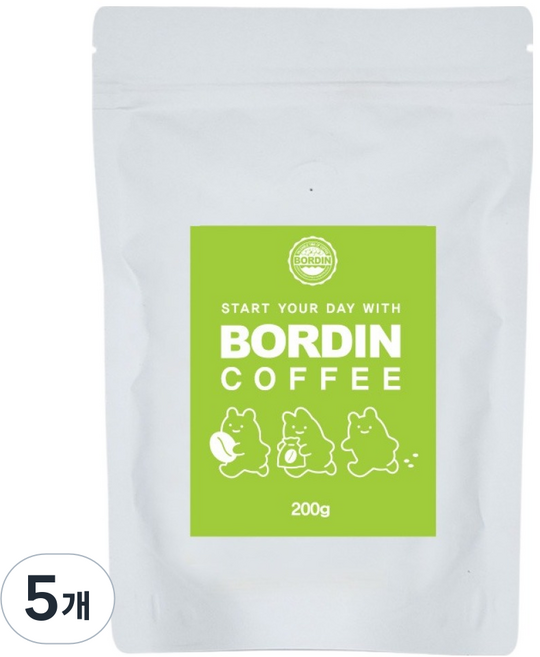 보르딘 엔투비블렌딩 원두커피, 200g, 5개, 홀빈(분쇄안함)