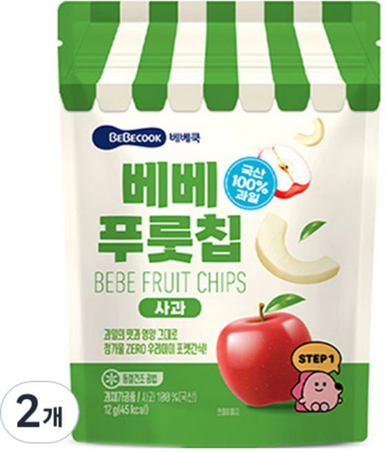 BEBECOOK Bebe fruit果乾 蘋果風味, 12g, 2個