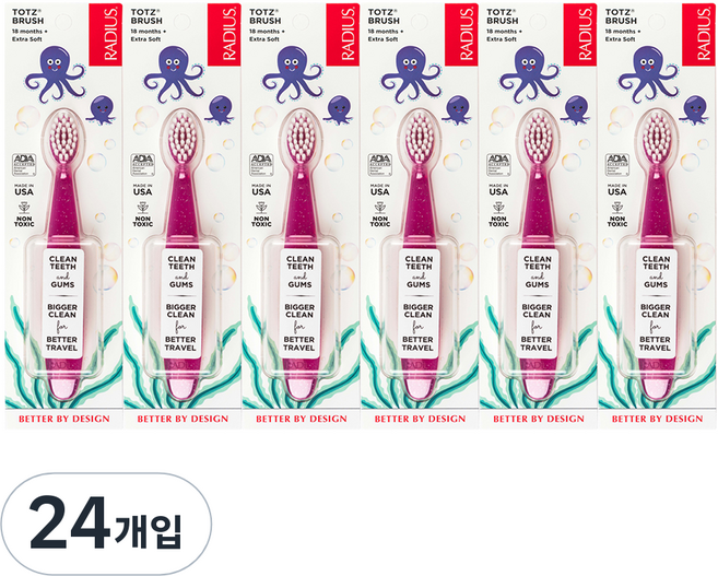 래디어스 토츠 유아 칫솔, 핑크, 1개입, 24개