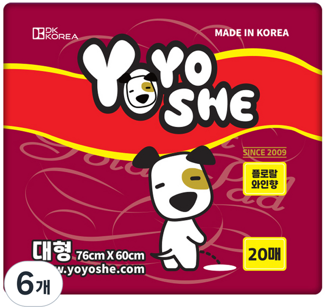 요요쉬 반려견용 배변패드 플로랄와인향, 20개입, 6개