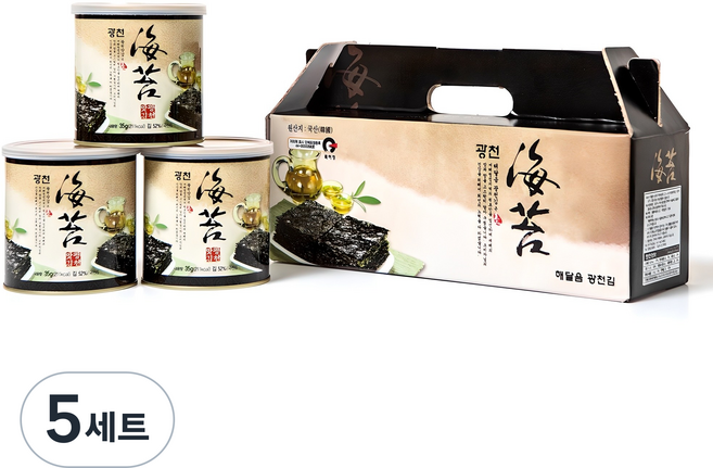 해달음 광천 재래 캔김 35g 3개, 5세트