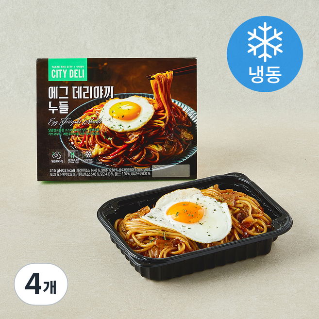시티델리 일본식 에그 데리야끼 누들 (냉동), 315g, 4개