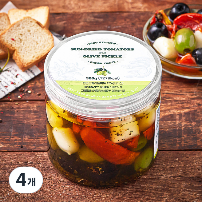 리코 썬드라이 토마토 올리브 절임, 300g, 4개