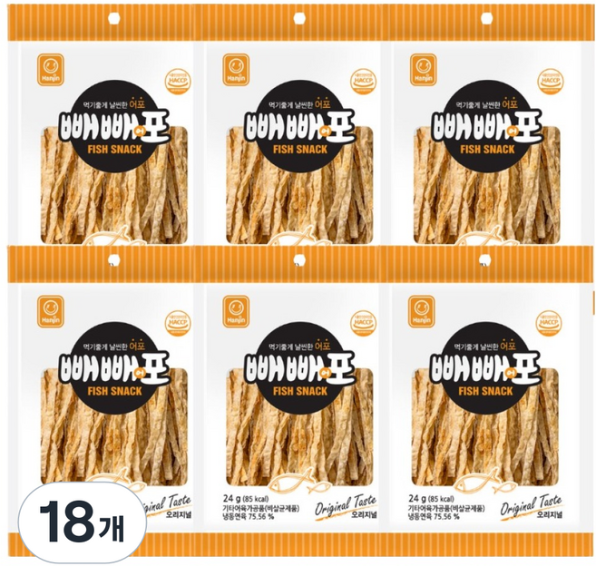한진식품 빼빼어포 오리지널, 24g, 18개