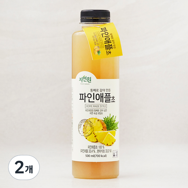 자연원 통째로 갈아 만든 파인애플초, 500ml, 2개