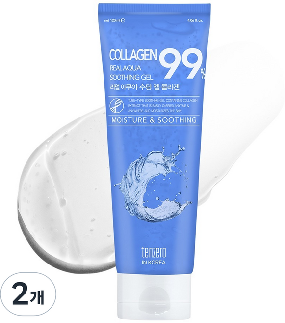TENZERO 리얼 아쿠아 수딩 젤 콜라겐, 120ml, 2개