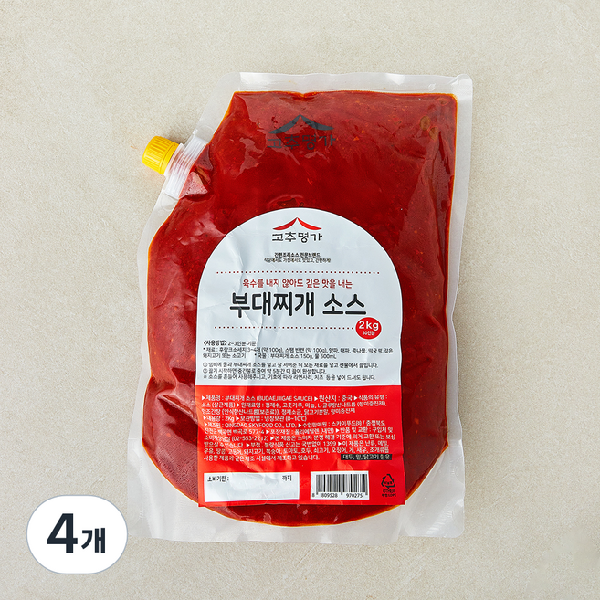 고추명가 부대찌개 소스, 2kg, 4개