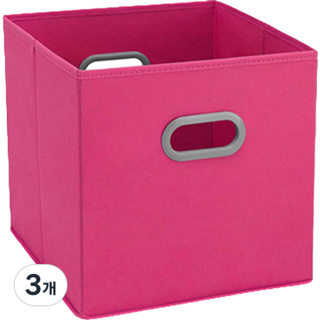 마켓감성 손잡이 패브릭 여러가지 수납함, 로즈레드, 3개
