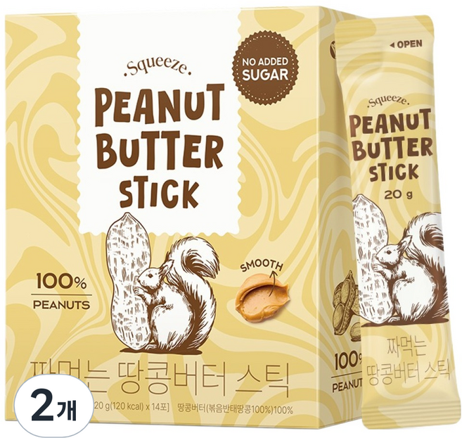보뚜 짜먹는 땅콩버터 스틱 14p, 280g, 2개