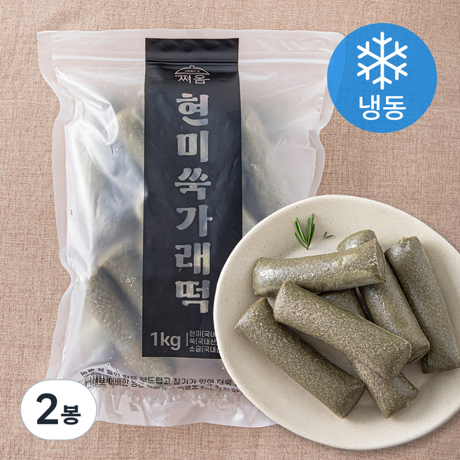 쪄옴 현미 쑥 가래떡 (냉동), 1kg, 1개입, 2개