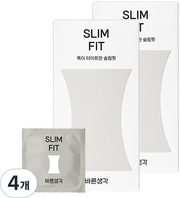바른생각 슬림핏 콘돔, 12개입, 4개
