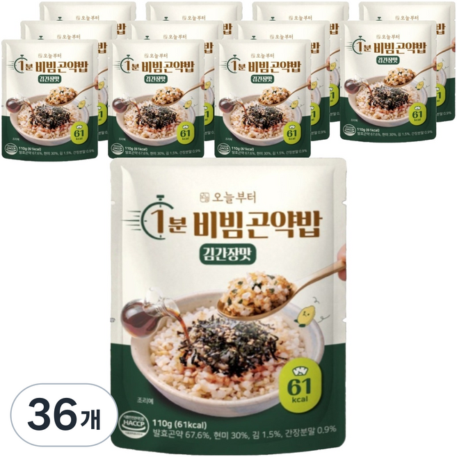 오늘부터 1분 비빔곤약밥 김간장맛, 36개, 110g