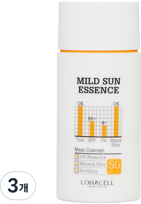 로하셀 마일드 선 에센스 크림 SPF50+ PA++++, 60g, 3개