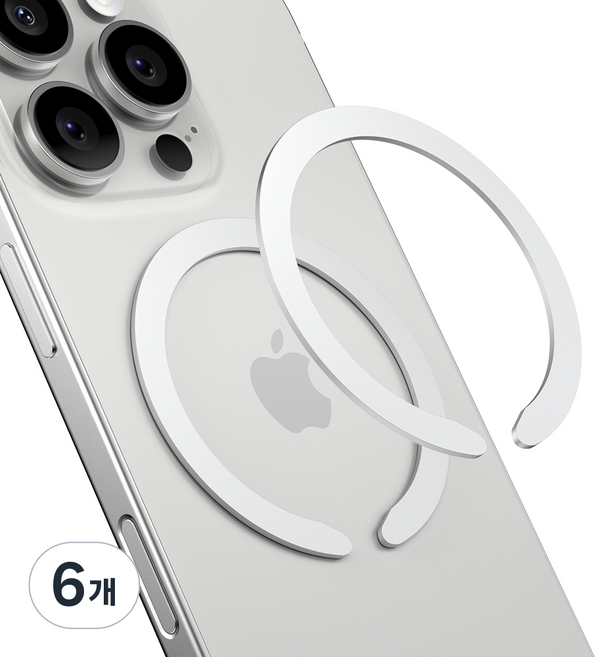 신지모루 SUS 맥세이프 M 메탈 슬림 플레이트 세트, 화이트, 6개