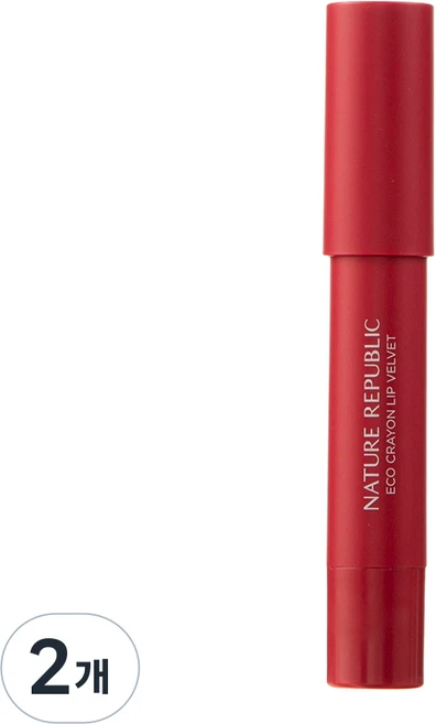 네이처리퍼블릭 바이플라워 에코 크레용 립벨벳, 03 히비스커스, 2개 - 쿠팡
