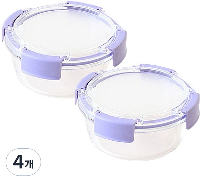 라임올리브 강화유리 원형 밀폐용기 620ml G190, 4개, 밀폐용기 620ml 2p