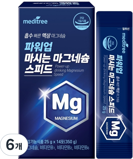 메디트리 파워업 마시는 액상 마그네슘 스피드 14p, 6개, 350g