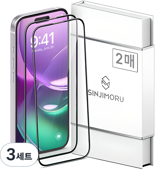 신지모루 풀커버 하이브리드 강화유리 휴대폰 액정보호필름 2매입, 3세트