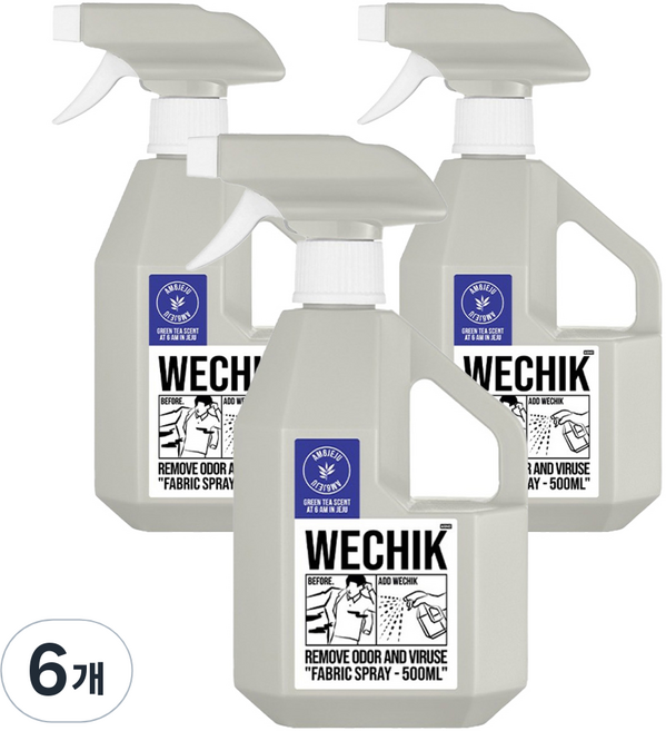 위칙 소독 섬유탈취제 본품, 500ml, 6개
