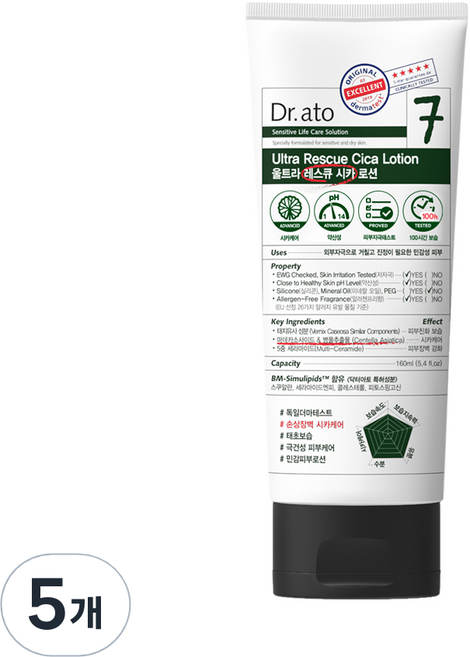 닥터아토 7울트라 레스큐 시카 로션, 160ml, 5개