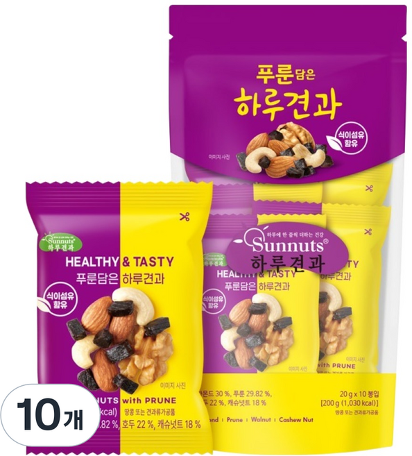 하루견과 푸룬담은 하루견과 10p, 10개, 200g