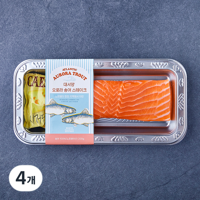쌜모네키친 대서양 오로라 송어 스테이크 (냉장), 4개, 200g