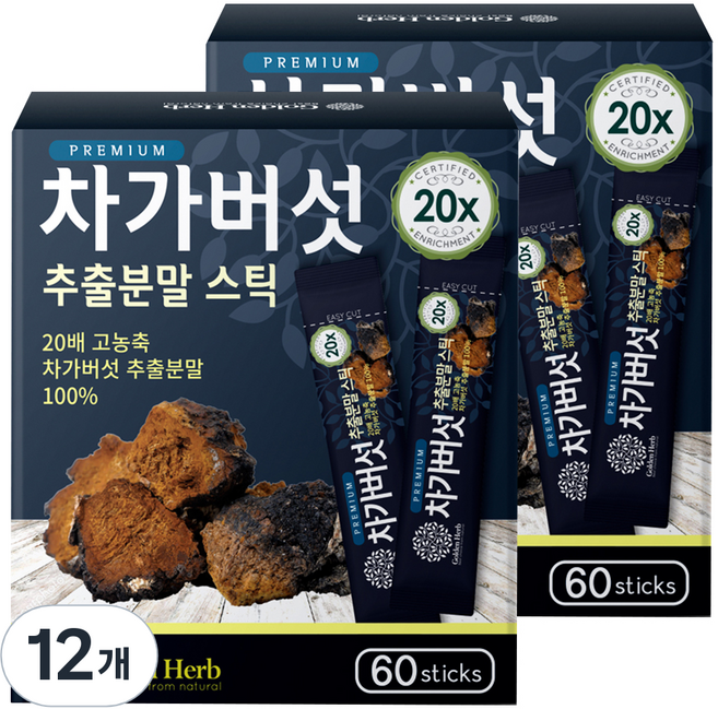 골든허브 프리미엄 차가버섯 추출분말 스틱, 60g, 12개