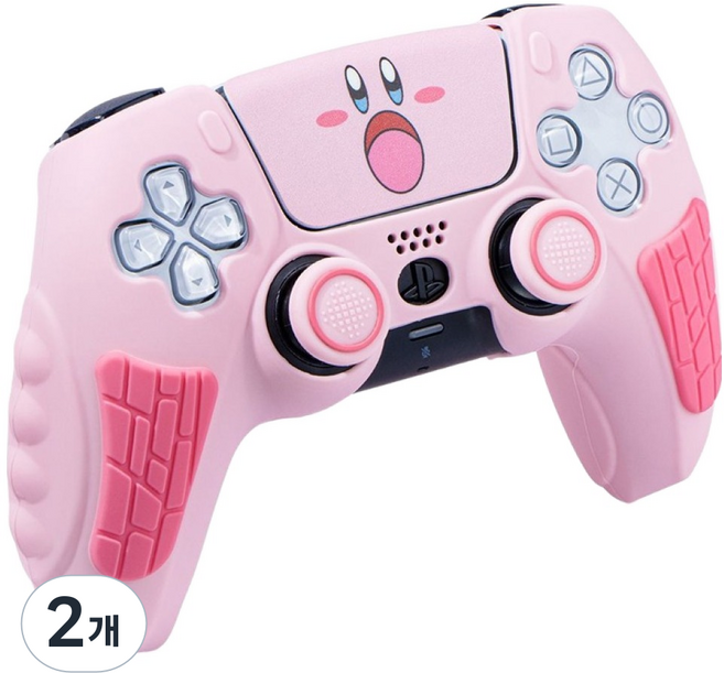 호후 플스5 PS5 프로 슬림 컨트롤러 듀얼센스 엘리츠 실리콘 그립 케이스, 커비, 2개