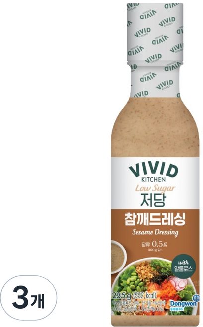 비비드키친 저당 참깨 드레싱, 235g, 3개