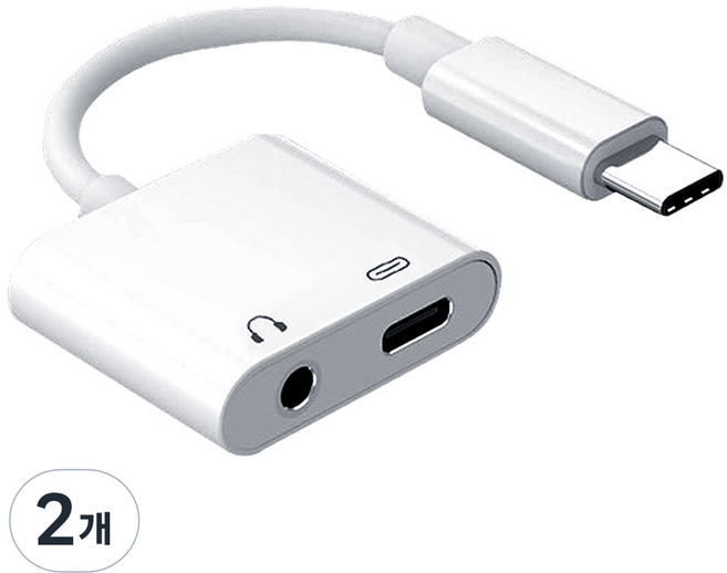 서가 3.5mm +C타입 듀얼 젠더, 화이트, 2개