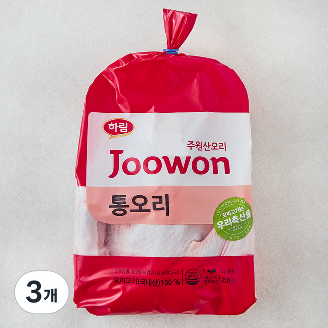 주원산오리 통오리 (냉장), 3개, 2kg
