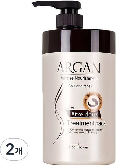 메디플라워 아르간 에트투스 트리트먼트 헤어팩, 1L, 2개