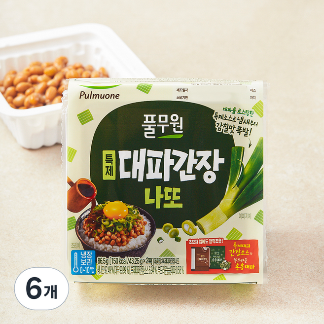 풀무원 특제 대파간장나또, 43.25g, 2개입, 6개