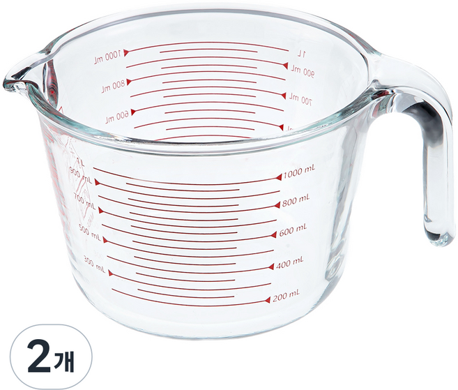 코멧 다용도 내열유리 계량컵, 투명색, 2개, 1000ml