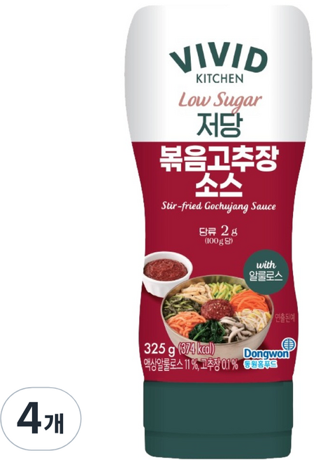 비비드키친 저당 볶음고추장소스, 325g, 4개