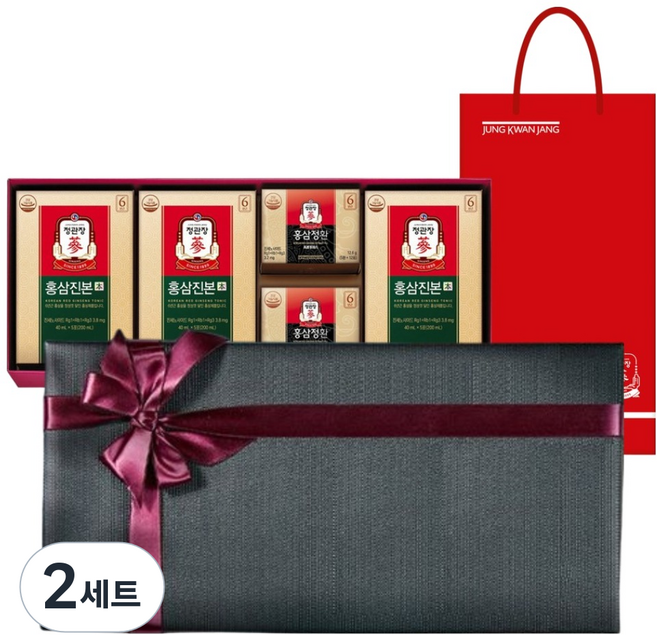 정관장 다보록 감사휘편 홍삼진본 40ml x 15p + 홍삼정환 12.6g x 2p 리본 포장 선물세트 + 쇼핑백, 2세트