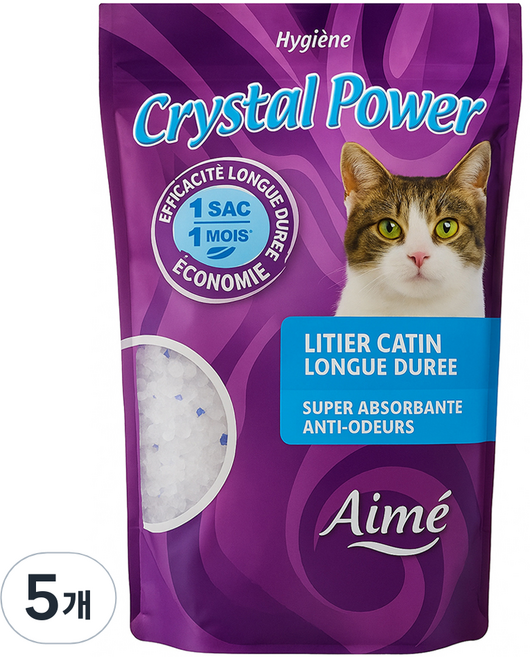 AIME 고양이 Crystal Power 실리카 모래, 1.5kg, 5개, 무향