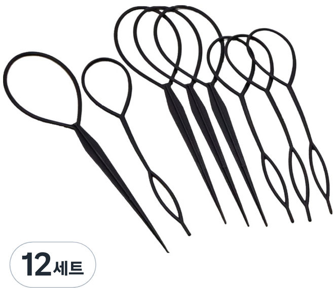 비단길 바빈 올림머리 헤어 스타일링도구 헤어가이드 2종 세트, 12세트, 블랙