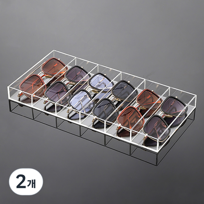 윈프라이스 아크릴 안경 케이스 보관함 6단 오픈형, 투명, 2개