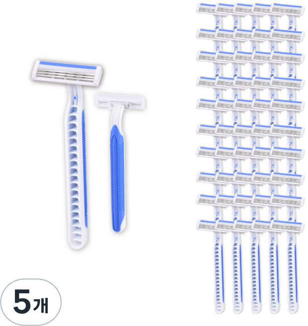 비즈온 3중 일회용 면도기날, 5개, 50개입