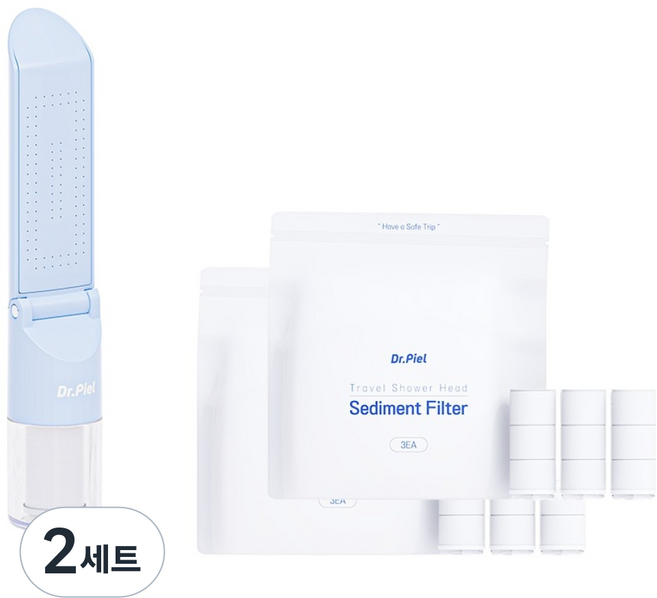 닥터피엘 초슬림 여행용 샤워 헤드 + 리필필터 2p 세트, 스카이 블루, 2세트