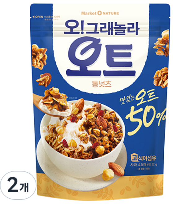 마켓오 오그래놀라 오트 통넛츠 시리얼, 360g, 2개