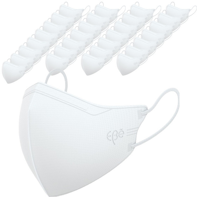 이비에 더세로 마스크 청소년 여성용 KF94 중형 + 향균파우치 세트, 화이트, 1개, 30개입