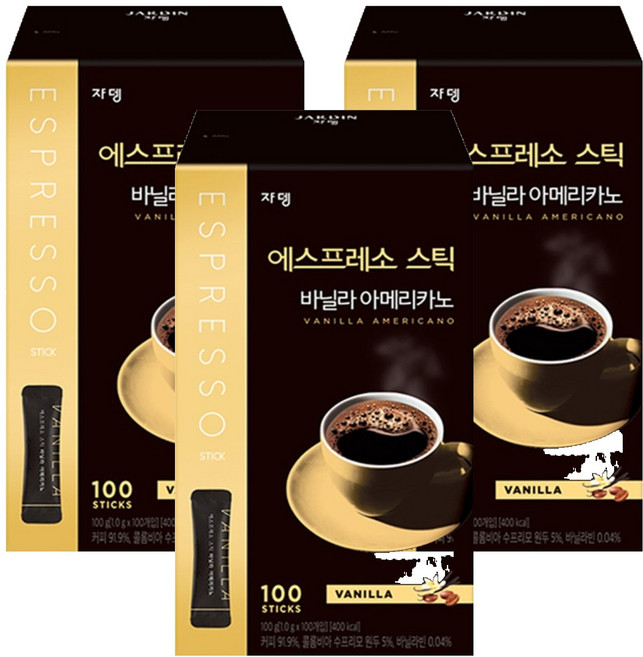쟈뎅 에스프레소 스틱 바닐라 아메리카노 원두커피믹스, 1g, 100개입, 3개